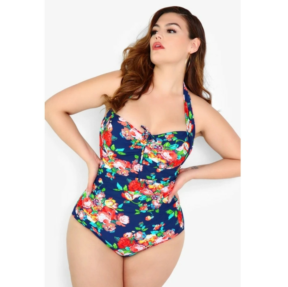 Floral halter swimsuit